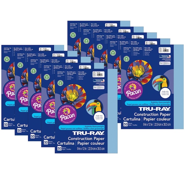 Tru-Ray Construction Paper, Sky Blue, 9x12in, PK500